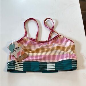 NANI, NWT, Colorful Striped Longline Bikini Top, XSmall